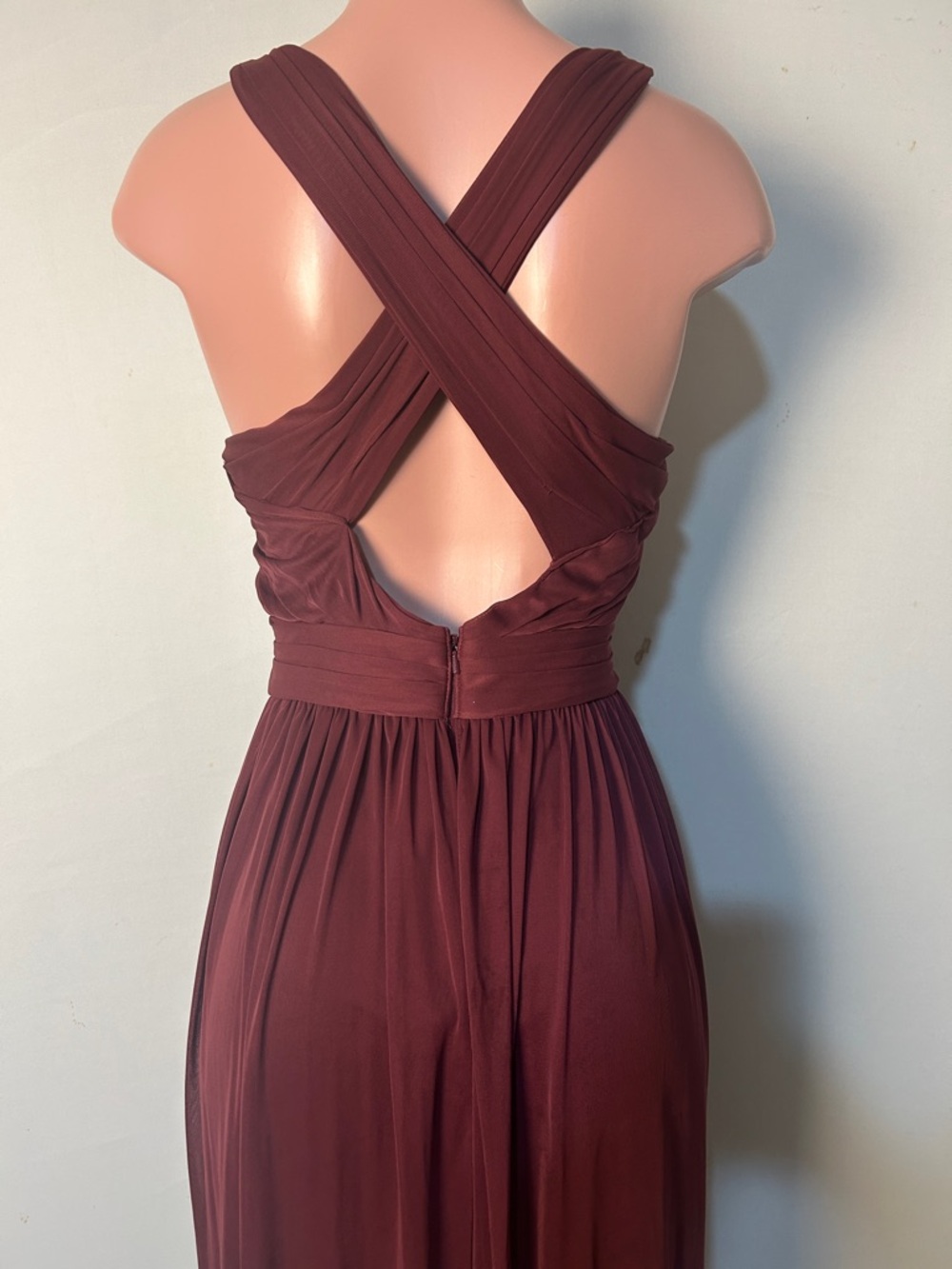 David’s Bridal Maxi Dress Burgundy Ruched Sleeveless Women's Size 12 - Picture 9 of 14